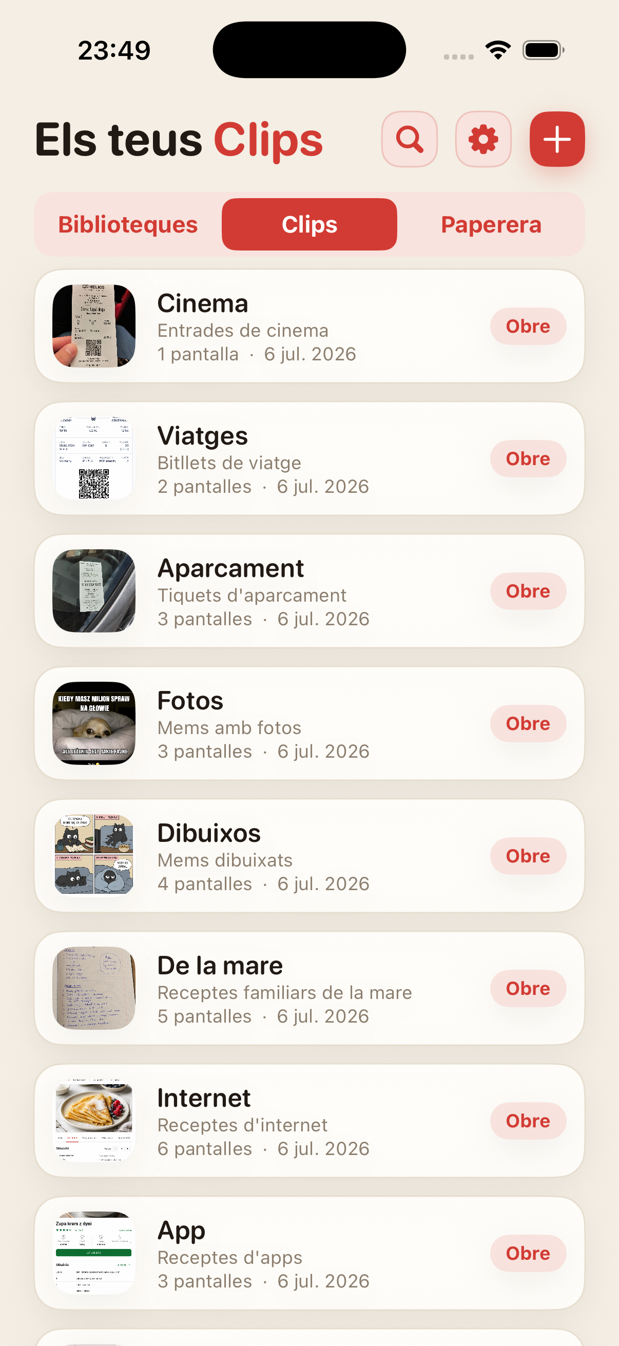 Llista de Clips a ScreenClips
