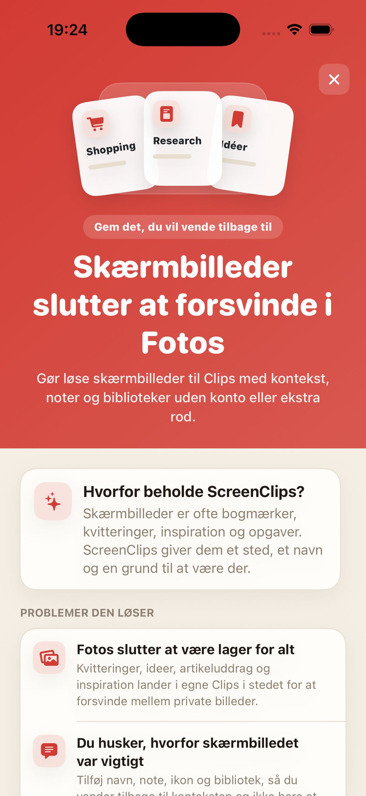 ScreenClips Premium-skærm