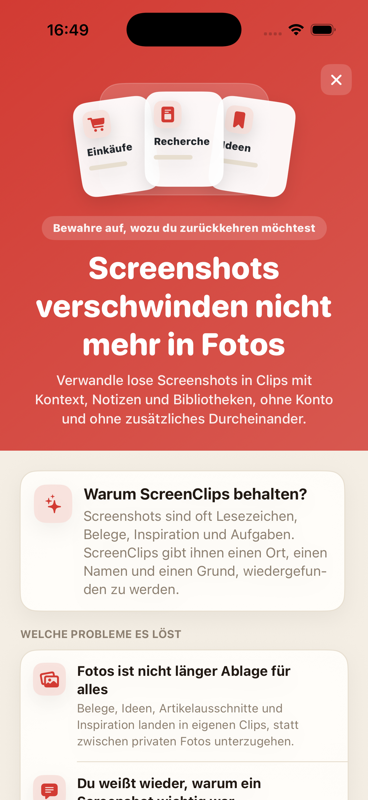 Premium-Ansicht in ScreenClips
