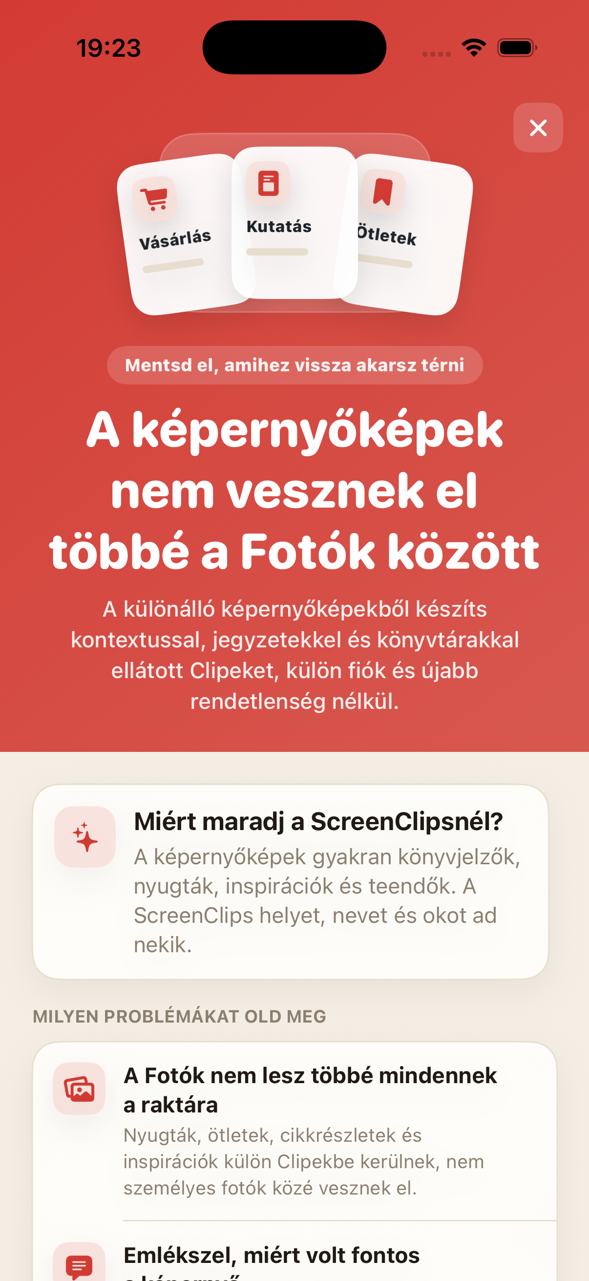 ScreenClips Premium képernyő