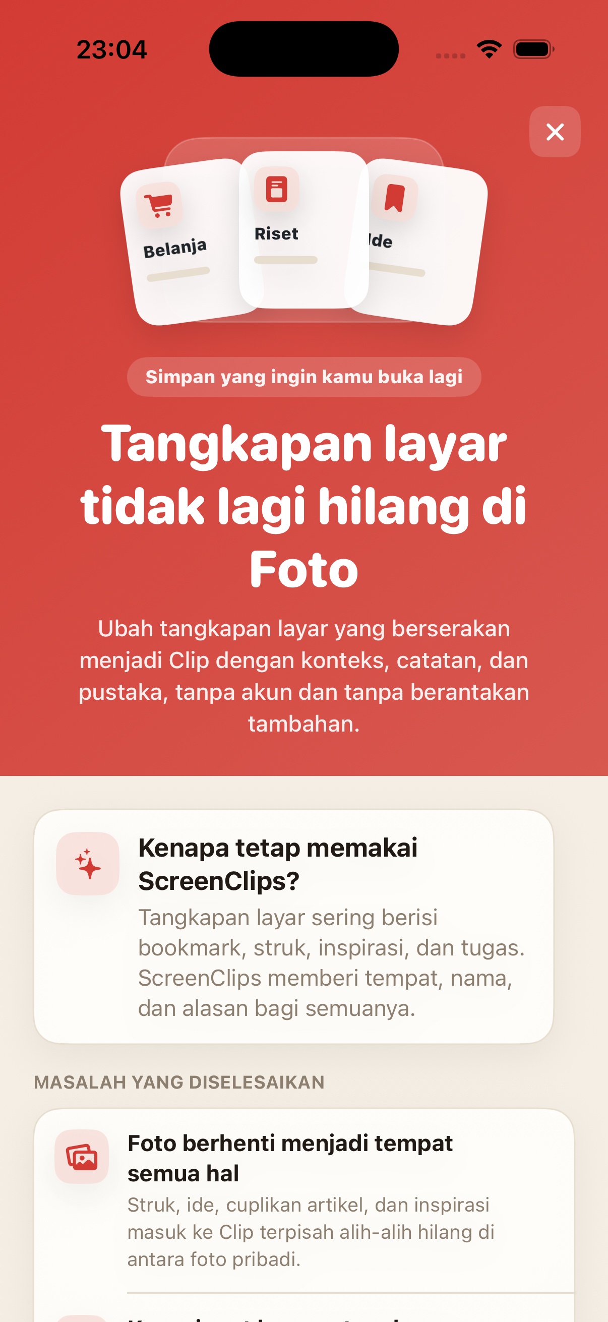 Layar ScreenClips Premium
