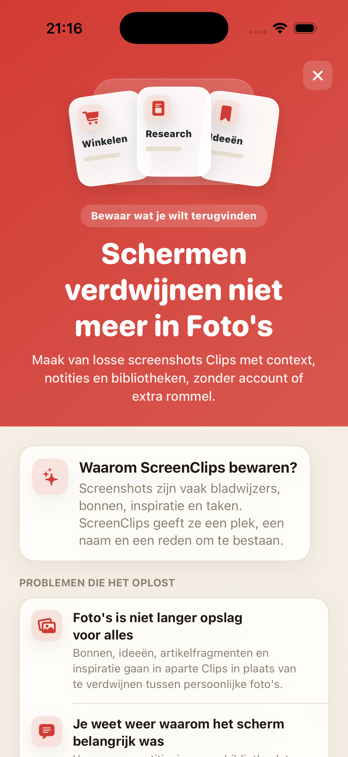 ScreenClips Premium-scherm