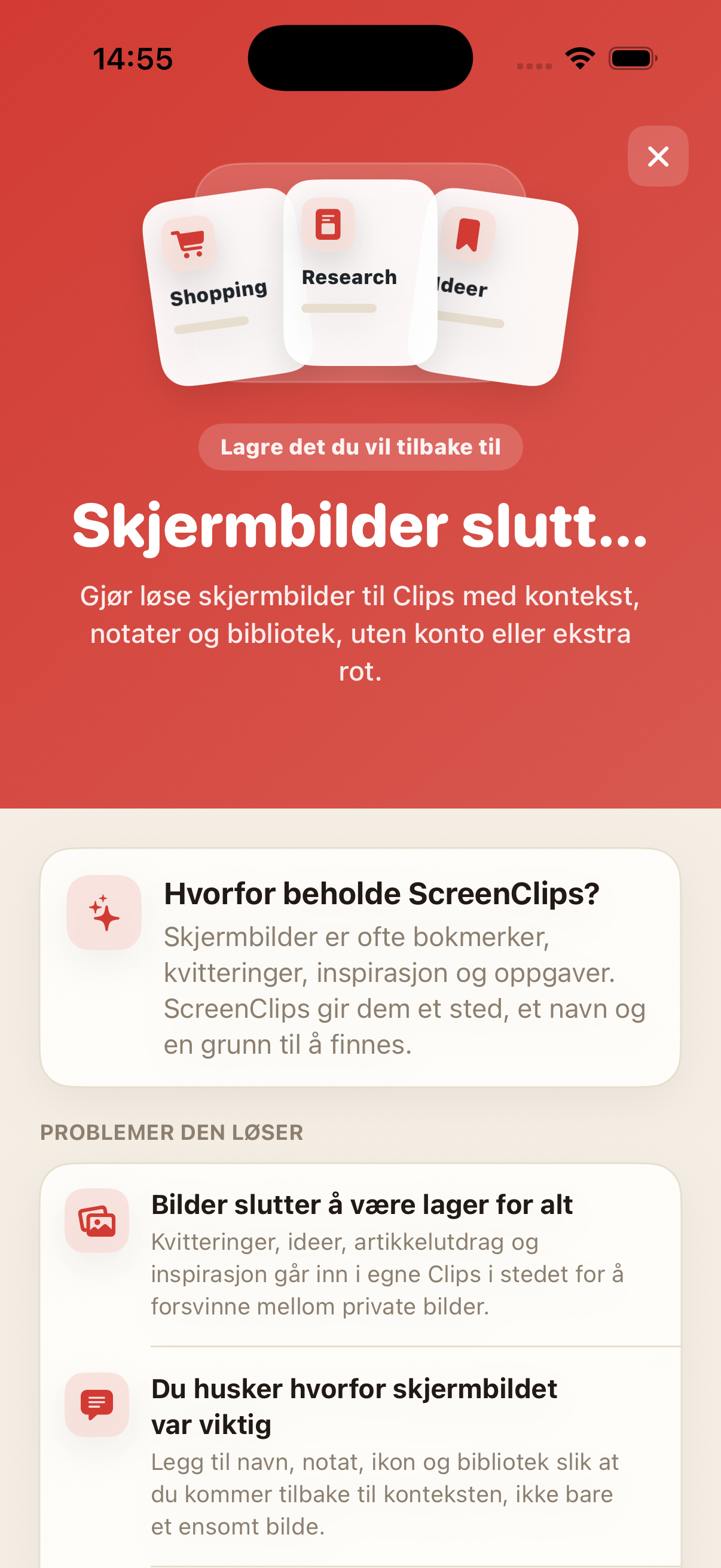 ScreenClips Premium-skjerm
