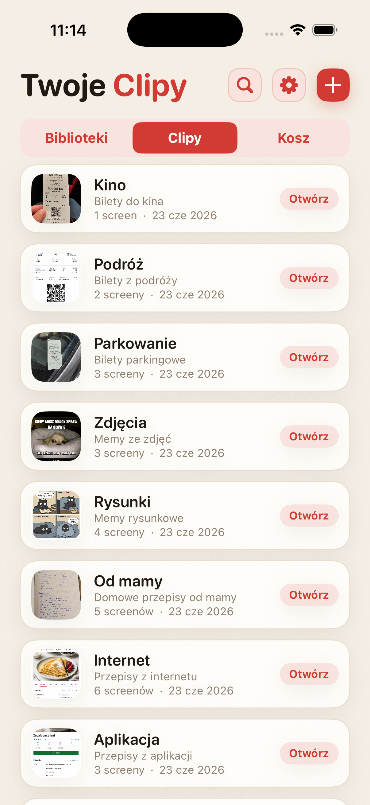 Lista Clipów w ScreenClips