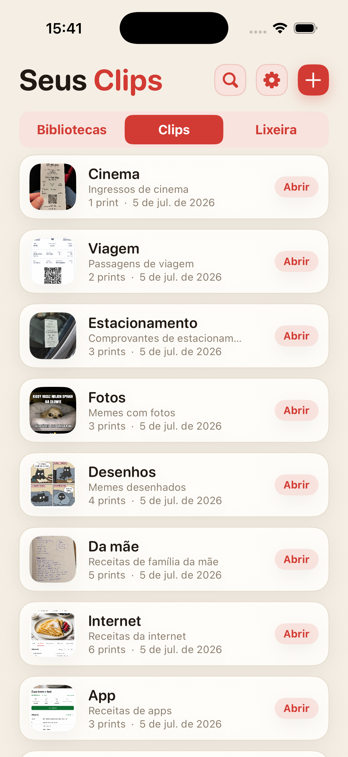 Lista de Clips no ScreenClips