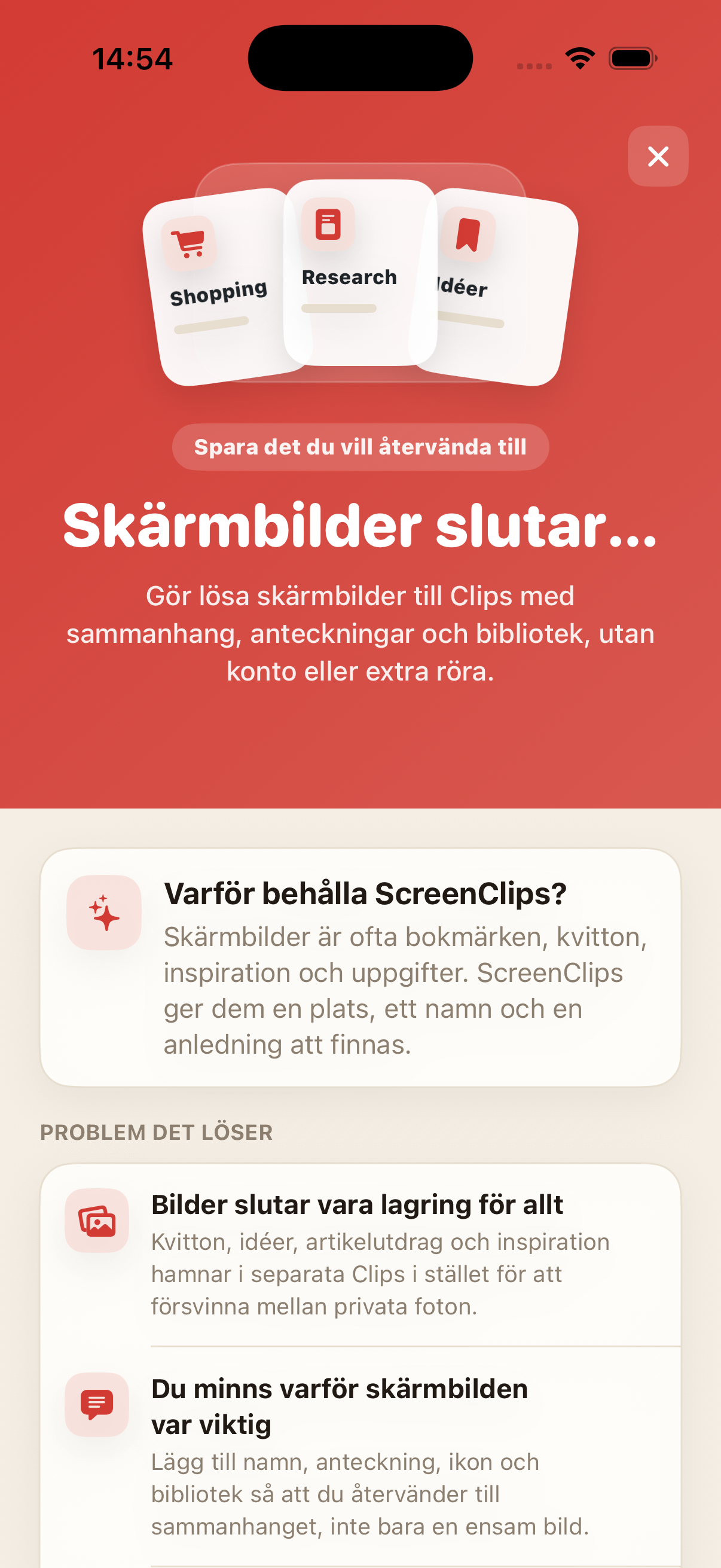 ScreenClips Premium-skärm