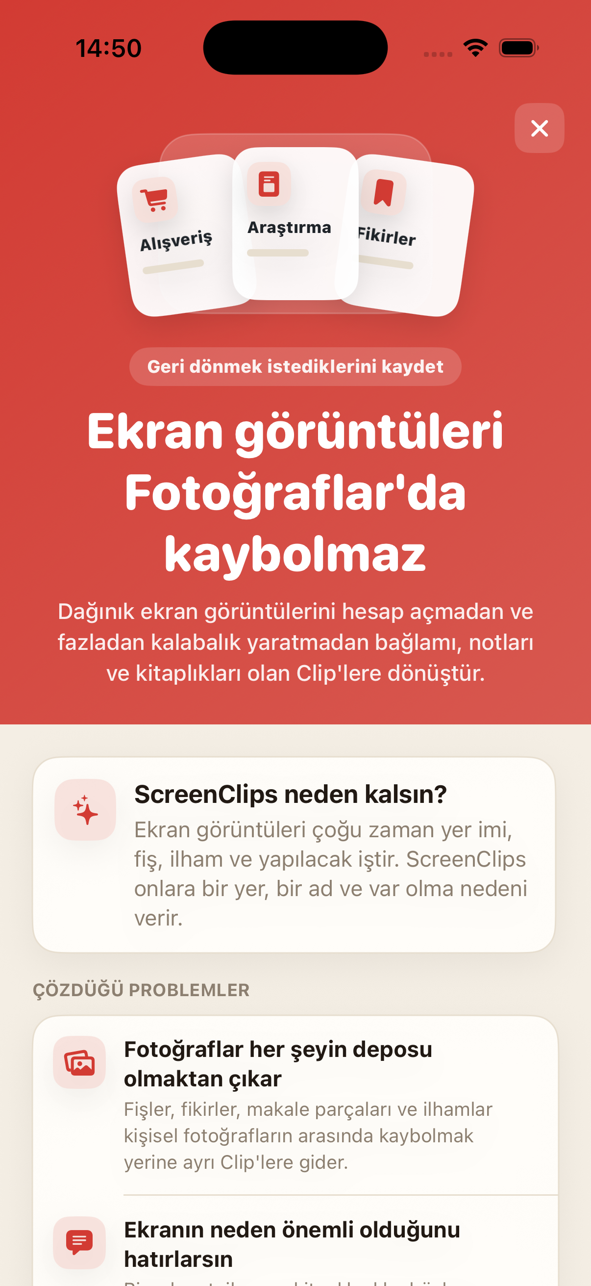 ScreenClips Premium ekranı